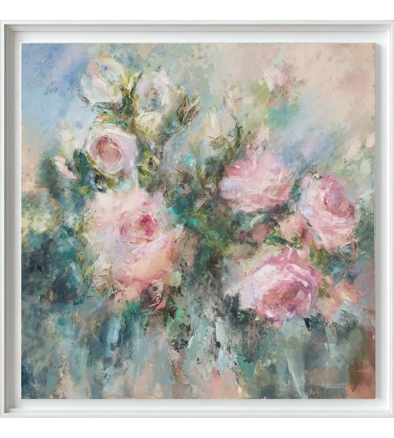 Abstract Painting Floral Resonance by Iryna Malynovska 100x100cm