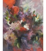 Abstract Painting Floral Resonance by Iryna Malynovska 100x100cm