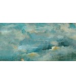 Ochre and Azure Horizon, original painting by Iryna Malynovska, 2025, size 50 x 100 cm.