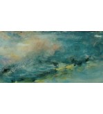 Ochre and Azure Horizon, original painting by Iryna Malynovska, 2025, size 50 x 100 cm.