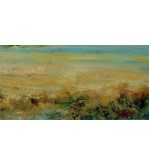 Ochre and Azure Horizon, original painting by Iryna Malynovska, 2025, size 50 x 100 cm.