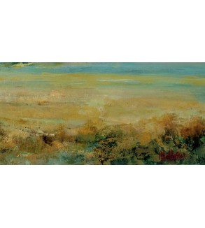Ochre and Azure Horizon, original painting by Iryna Malynovska, 2025, size 50 x 100 cm.