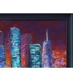 Iryna Malynovska, New York, Incandescent Night, 2026, linen canvas, black wooden frame, 70 × 50 cm, signed lower right