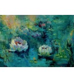 Iryna Malynovska, Le Souffle des Nénuphars, 2026, toile de lin, encadrement bois, format P30 92 × 65 cm, signé en bas à droite
