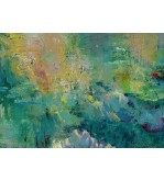 Iryna Malynovska Painting 2025 – Ochre and Azure Horizon 50 x 100 cm