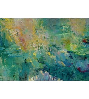 Iryna Malynovska Painting 2025 – Ochre and Azure Horizon 50 x 100 cm