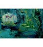 Iryna Malynovska, Le Souffle des Nénuphars, 2026, toile de lin, encadrement bois, format P30 92 × 65 cm, signé en bas à droite