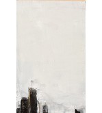 Iryna Malynovska, L’Or des Silences Urbains, 2026, toile de lin, encadrement bois, 80 × 130 cm, signé en bas à droite