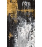 Iryna Malynovska, The Gold of Urban Silences, 2026, linen canvas, wooden frame, 80 × 130 cm, signed lower right
