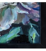 Iryna Malynovska, Pivoine de Lune, 2024, toile 24 × 24 cm, encadrement noir 32 × 32 cm, signé en bas à gauche