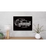 Cadillac 1956 на чорному глянцевому Dibond 40x30 см, лазерне гравіювання Ірини Малиновської