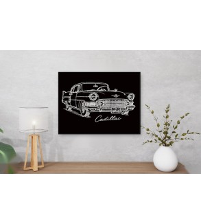 Tableau Cadillac 1956 en Dibond noir brillant 40x30 cm gravure laser Iryna Malynovska
