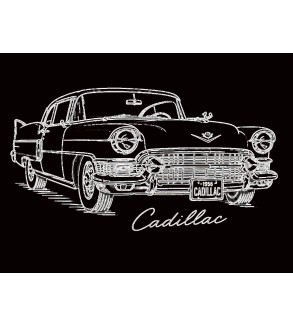 Cadillac 1956 на чорному глянцевому Dibond 40x30 см, лазерне гравіювання Ірини Малиновської