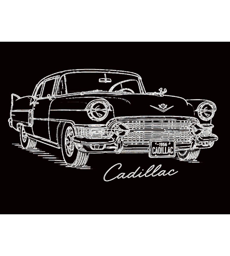 Cadillac 1956 glossy black Dibond wall art 40x30 cm laser engraving by Iryna Malynovska