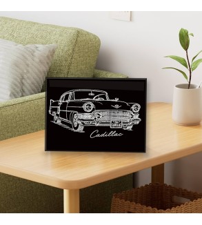 Cadillac 1956 на чорному глянцевому Dibond 40x30 см, лазерне гравіювання Ірини Малиновської