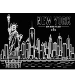 Tableau New York Manhattan en Dibond noir mat 40x30 cm gravure laser édition limitée Iryna Malynovska