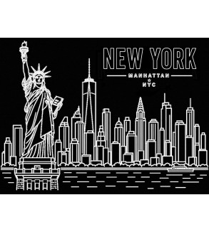 New York Manhattan на чорному матовому Dibond 40x30 см, лазерне гравіювання, лімітована серія, Ірина Малиновська