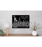 New York Manhattan matte black Dibond wall art 40x30 cm limited edition laser engraving by Iryna Malynovska