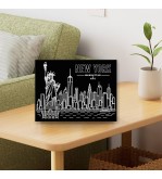 New York Manhattan matte black Dibond wall art 40x30 cm limited edition laser engraving by Iryna Malynovska
