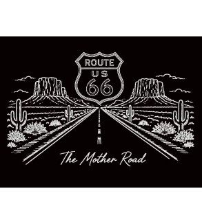 Tableau Route 66 The Mother Road en Dibond noir brillant 40x30 cm gravure laser édition limitée Iryna Malynovska