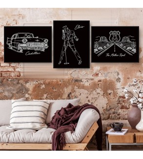 Collection Américaine – Tableaux Dibond noir brillant 40x30 cm en édition limitée