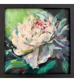 F32409 Moon Peony — Iryna Malynovska, 2024, 24 × 24 cm canvas, framed 32 × 32 cm
