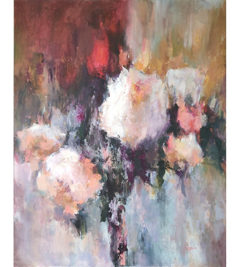 7007 Bouquet blanc sur fond rouge — Iryna Malynovska
