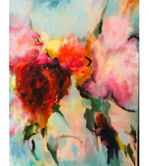 7028 Fleurs rouges et roses abstraites — Iryna Malynovska