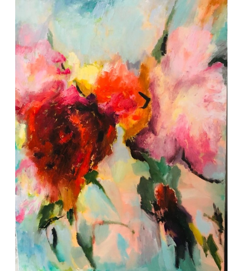 7028 Fleurs rouges et roses abstraites — Iryna Malynovska