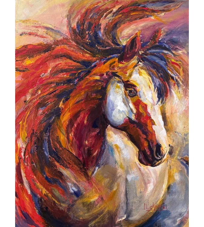 7037 Cheval blanc en mouvement — Iryna Malynovska